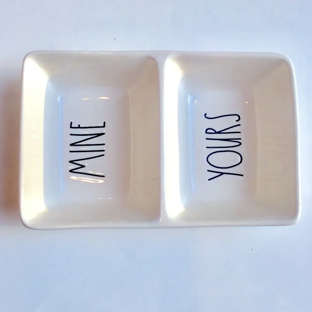 🆕 RAE DUNN White Ceramic Organizer Divided Small Trinket Storage Dish